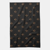Black Gold Fleur de Lis Elegant Luxury Patroon Theedoek (Verticaal)