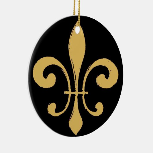 Black Gold Fleur De Lis Keramisch Ornament (Rechts)