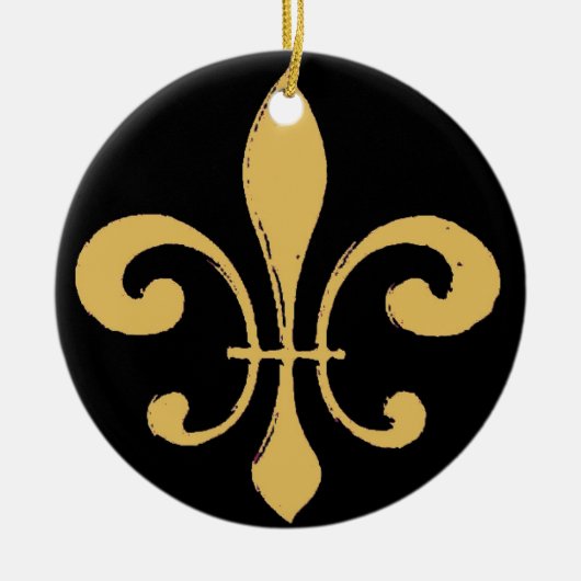 Black Gold Fleur De Lis Keramisch Ornament (Voorkant)