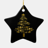 Black Gold Fleur de Lis kerstboomster Keramisch Ornament (Voorkant)