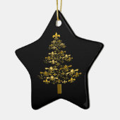 Black Gold Fleur de Lis kerstboomster Keramisch Ornament (Links)