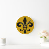 Black Gold Fleur De Lis, New Orleans Ronde Klok (Huis)