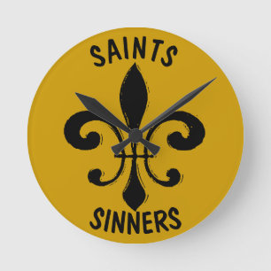 Black Gold Fleur De Lis, New Orleans Ronde Klok