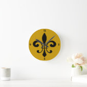 Black Gold Fleur De Lis, New Orleans Ronde Klok (Huis)