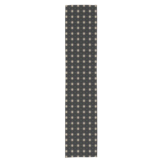 Black & Gold Fleur De Lis runner Korte Tafelloper (Voorkant)