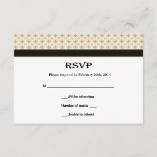 Black Gold Fleur de Lis Wedding RSVP-kaarten RSVP Kaartje