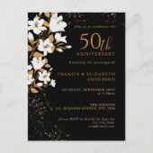 Black Gold Floral 50th Wedding Jubileum Briefkaart (Voorkant)
