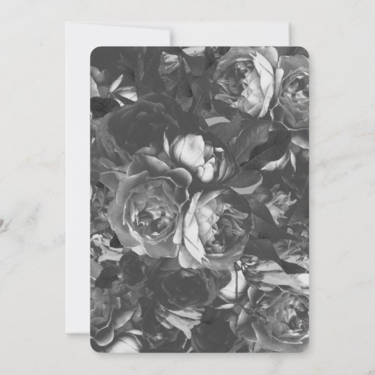 Black Gold Floral Calligraphy Wedding Invitation Kaart (Achterkant)