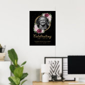 Black Gold Floral Celebration of Life Funeral Sign Poster (Thuiskantoor)