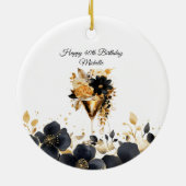 Black Gold Floral Cocktail Drinks 40th Birthday Keramisch Ornament (Achterkant)