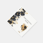 Black Gold Floral Cocktail Drinks 40th Birthday Servet (Hoek)