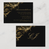  Black Gold Floral Damask Accommodations Informatiekaartje (Voorkant / Achterkant)