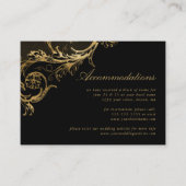 Black Gold Floral Damask Accommodations Informatiekaartje (Voorkant)