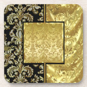 Black & Gold  Floral Damask Pattern Drankjes Onderzetter (Voorkant)