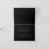 Black Gold Floral Damask Script Weduwschap Bedankkaart (Binnen)