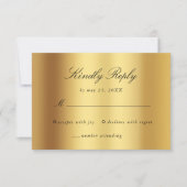  Black Gold Floral Damask Script Weduwschap RSVP Kaartje (Voorkant)