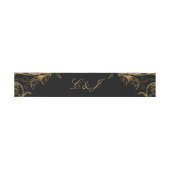 Black Gold Floral Damask Script Weduwschap Uitnodigingen Wikkel (Vlak)