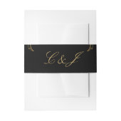 Black Gold Floral Damask Script Weduwschap Uitnodigingen Wikkel (Voorkant Voorbeeld)