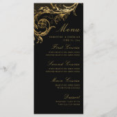 Black Gold Floral Damask Wedding Menu (Voorkant)