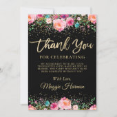 Black Gold Floral Enterprise Retirement Party Bedankkaart (Voorkant)