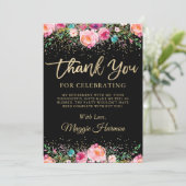 Black Gold Floral Enterprise Retirement Party Bedankkaart (Staand voorkant)