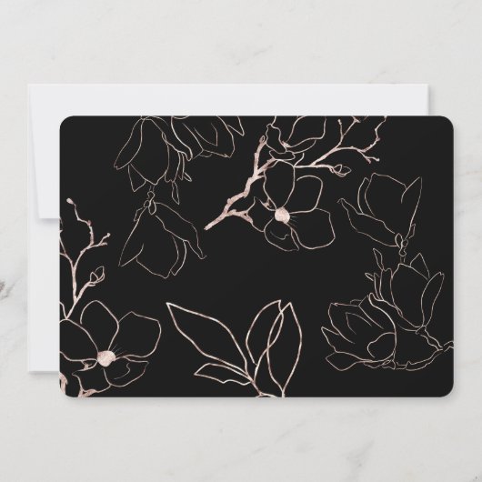 Black Gold Floral Foto Afstuderen Aankondiging (Achterkant)