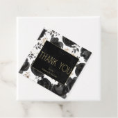 Black Gold Floral Glam Leaves Wedding Bedankjes Labels (In situ)