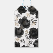 Black Gold Floral Glam Leaves Wedding Cadeaulabel (Achterkant)