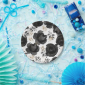 Black Gold Floral Glam Leaves Wedding Papieren Bordje (Feest)