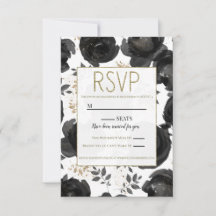 Black Gold Floral Glam Leaves Wedding