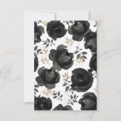 Black Gold Floral Glam Leaves Wedding RSVP Kaartje (Achterkant)