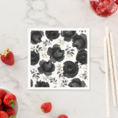 Black Gold Floral Glam Leaves Wedding Servet (Insitu)