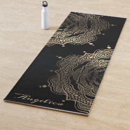 Black Gold Floral Mandala Beauful Dark Custom Yogamat