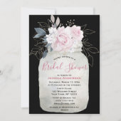 Black Gold Floral Mason Jar Vrijgezellenfeest Kaart (Voorkant)