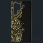 Black & Gold Floral Paisley Lace Samsung Galaxy Hoesje<br><div class="desc">elegante goudtonen florale paisleykant op zwarte achtergrond.</div>