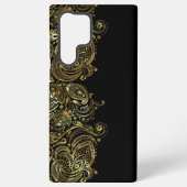 Black & Gold Floral Paisley Lace Samsung Galaxy Hoesje (Achterkant)