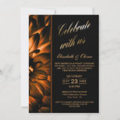 Black Gold Floral Photo Weduwen Reception Kaart (Voorkant)
