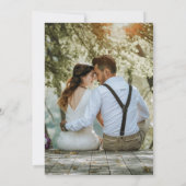 Black Gold Floral Photo Weduwen Reception Kaart (Achterkant)