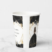 Black Gold Floral Princess Quinceanera Papieren Bekers (Rechts)