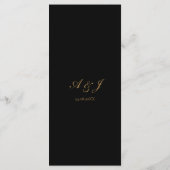 Black Gold Floral Rose Glam Wedding Reception Menu (Achterkant)