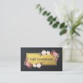 Black Gold Floral Salon Boutique Gift Certificate Kortingskaartje (Staand voorkant)