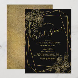 Black Gold Floral Vrijgezellenfeest Kaart