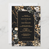 Black Gold Floral Wedding Kaart (Voorkant)