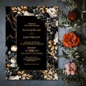 Black Gold Floral Wedding Kaart