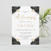 Black Gold Floral White 50th Anniversary Kaart (Staand voorkant)