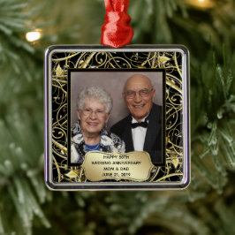 Black Gold Flourish 50th Wedding Jubileum Foto Metalen Ornament
