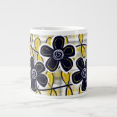 Black & Gold Flowers Jumbo Mok (Voorkant)
