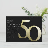 Black Gold Foil 50th Birthday Kaart (Staand voorkant)