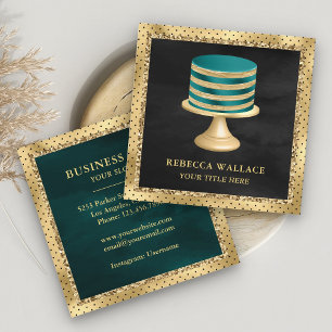Black Gold Foil Aangepaste Blauwgroen kachel Vierkante Visitekaartje