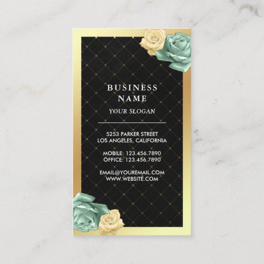 Black Gold Foil Aangepaste Mint Green Cake Bakery Visitekaartje (Achterkant)